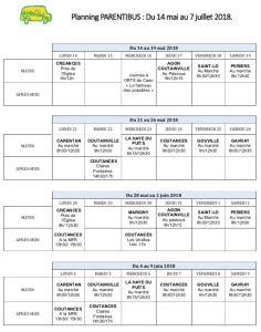 Planning PARENTIBUS. Mai.Juin